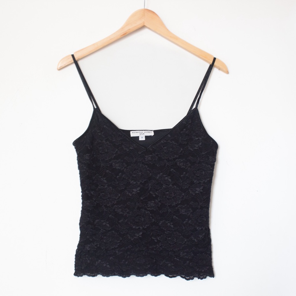 Patricia Jones USA | Vintage 90's/00’s Black Lace Spaghetti Strap Cami | Size M